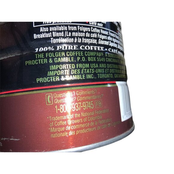 Folgers Mountain Grown Tin Metal Coffee Can w/ Lid COFFEE HOUSE- empty - Picture 10 of 15